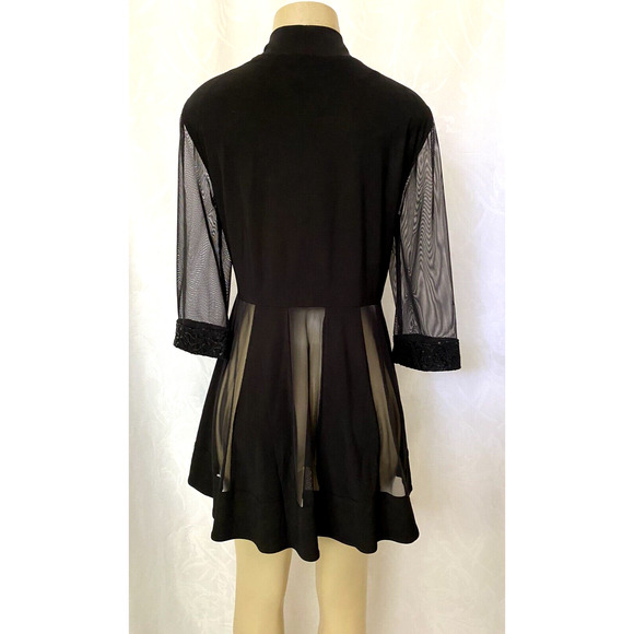 R&M Richards Glitter Trim Illusion Jacket Black Open Mesh 3/4 Sleeve 12P - Picture 4 of 7